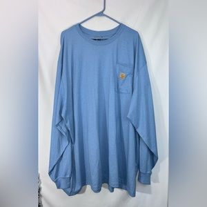 Carhartt T-Shirt Men Sz 4XL Loose Fit Heavyweight Longsleeve Pocket Logo